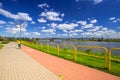 Sidewalk and bike path at Vistula river in Tczew