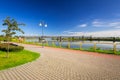 Sidewalk and bike path at Vistula river in Tczew Royalty Free Stock Photo