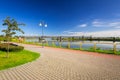 Sidewalk and bike path at Vistula river in Tczew