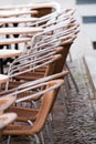 Sidewalk cafe chairs Royalty Free Stock Photo