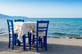 Sidewalk cafe in Kissamos. Crete, Greece Royalty Free Stock Photo