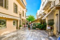 A sidewalk cafe in the Plaka area of Athens, Greece Royalty Free Stock Photo