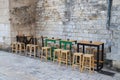 Sidewalk cafe tables in Split, Croatia Royalty Free Stock Photo