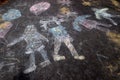 Sidewalk chalk of happy kids Royalty Free Stock Photo