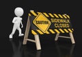 Sidewalk closed sign and man Royalty Free Stock Photo