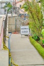 Sidewalk closed sign on a pathway under construction in Long Beach California