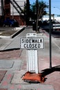 Sidewalk closed signs Royalty Free Stock Photo