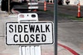 Sidewalk closed signs Royalty Free Stock Photo