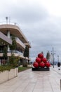 Sidewalk of the Istanbul Galata Port with Christmas Decoration