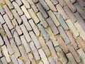 Sidewalk paved with clinker bricks