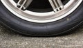 Sidewall of the car tire with a low tire pressure