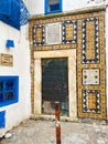 Sidi bou Said, Tunisia - January 6, 2022: Traditionally decorated tunisian door