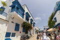 Sidi Bou Said, Tunisia, Alley with traditional white houses and blue doors