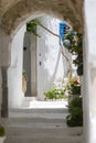 Sidi Bou Said, Tunisia, Alley with traditional white houses and blue doors