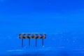 Siding road sign on the background of snow blockages Royalty Free Stock Photo