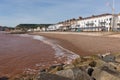 Sidmouth beach and seafront Devon England UK with a view along the Jurassic Coast