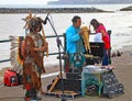 SIDMOUTH, DEVON, ENGLAND - AUGUST 5TH 2012: Peruvian street musicians playing on the Esplanade at Sidmouth annual folk week