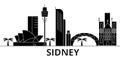 Sidney architecture vector city skyline, travel cityscape with landmarks, buildings, isolated sights on background