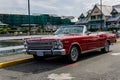 SIDNEY, CANADA - JULY 14, 2019: Classic convertible red Ford on the street