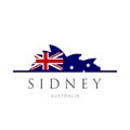 Sidney opera house with flag pattern. Australia flag design illustration