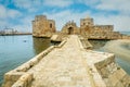 Sidon crusaider sea castle fortress walls and bations, Saida Lebanon