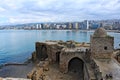 Sidon Castle with a city at the background