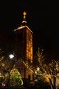 The Siegen monument the Nikolai Church by night in the upper town, Germany