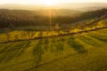 Siegerland in germany in an autumn sundown from above Royalty Free Stock Photo