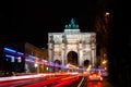 2020-01-01 Siegestor Munich, Munich, Germany, Siegestor at Nighttime Royalty Free Stock Photo