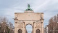 The Siegestor or Victory Gate in Munich is a memorial arch, crowned with a statue of Bavaria with a lion quadriga