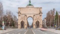 The Siegestor or Victory Gate in Munich is a memorial arch, crowned with a statue of Bavaria with a lion quadriga