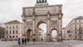 The Siegestor or Victory Gate in Munich is a memorial arch, crowned with a statue of Bavaria with a lion quadriga