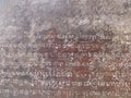 Khmer language inscription on a stone of the Angkor Wat temple in the Khmer temple complex of Angkor