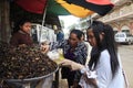 Cambodian women selling fried insects at market in Seam Peap