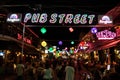 Night life, street lights, bars and entertainment in Pub Street, in Siem Reap, Cambodia