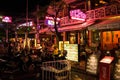 Night life, street lights, bars and entertainment in Pub Street, in Siem Reap, Cambodia