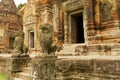 View to the entrance to the ruins of the Preah Ko Temple in Siem Reap, Cambodia. Royalty Free Stock Photo