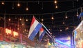Flag of Cambodia and the Netherlands, festive lights