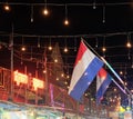 Flag of Cambodia and the Netherlands, festive lights