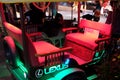 Motor rickshaw with neon Lexus, Asian taxi