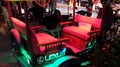 Motor rickshaw with neon Lexus, Asian taxi