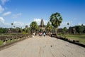 Siem Reap, Cambodia - December 2, 2015: People at the main entrance of Angkor Wat