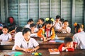 Siem Reap, Cambodia - 21 January, 2015: Cambodian Students at school class in the floating village