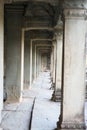 South gallery of the first corridor of Angkor Wat in Siem Reap, Cambodia Royalty Free Stock Photo