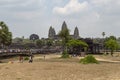 Siem Reap, Cambodia - 22 March 2018: Tourists in temple of Angkor Wat complex, Cambodia. Angkor Wat iconic landscape