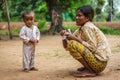 Mother and child in Cambodian village
