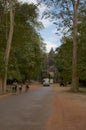 Street view of Bayon Temple entrance gate in Cambodia