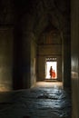 Two monks at Angkor Wat in Siem Reap, Cambodia Royalty Free Stock Photo