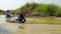 Siem Reap, Tonle Sap River, Cambodia -March 2018: Poor Fishermans life on the tonle sap river