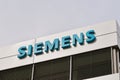 Siemens sign hanging on a building in Zug